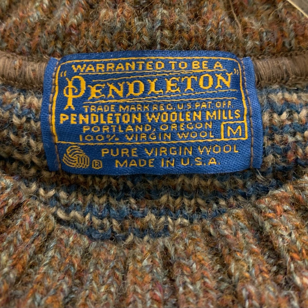 Men's Blue and Brown Patterned Sweater - Picture 6 of 7